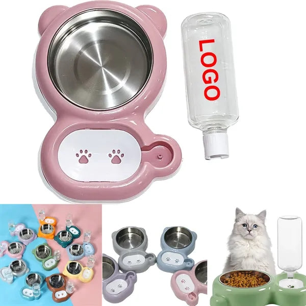 Pets Stainless Stee Bowl Set with Water Dispenser
