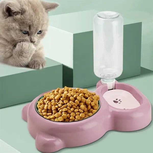 Pets Stainless Stee Bowl Set with Water Dispenser