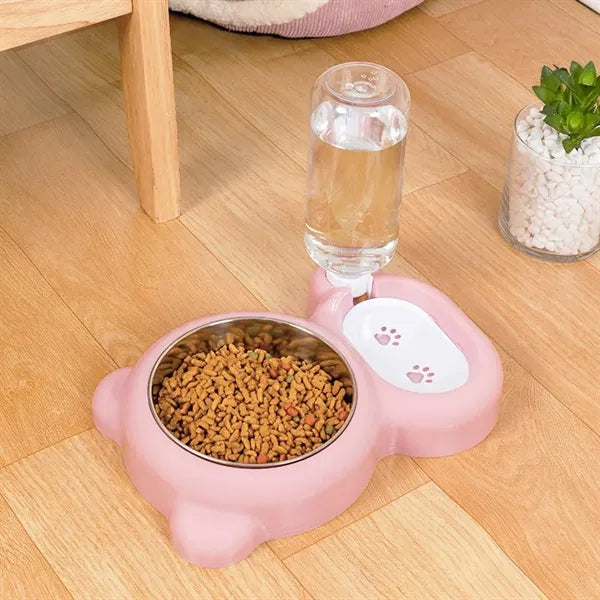 Pets Stainless Stee Bowl Set with Water Dispenser