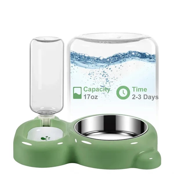 Pets Stainless Stee Bowl Set with Water Dispenser