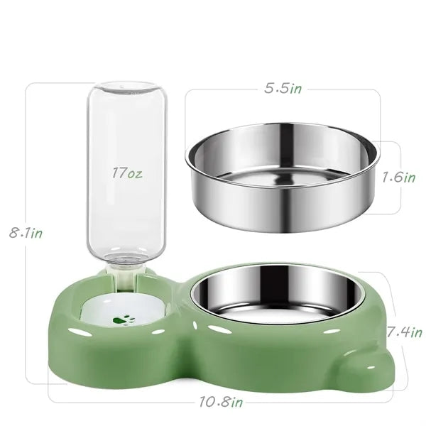Pets Stainless Stee Bowl Set with Water Dispenser