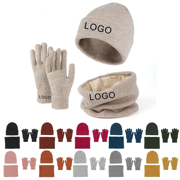 Alpaca Wool Knit Beanie Hat Scarf Gloves Set