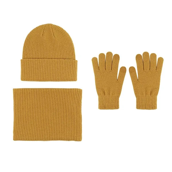 Alpaca Wool Knit Beanie Hat Scarf Gloves Set