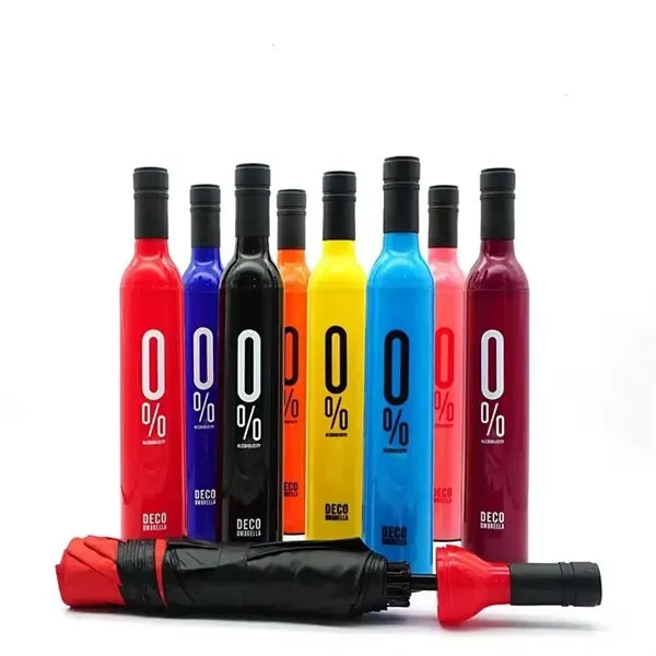 Folding Umbrella with Wine Bottle
