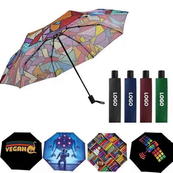 Full-Screen Digital Printed Travel Folding Umbrella