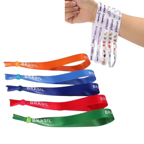 5/8" Printed Event Ribbon Wristbands w/ Round Bead