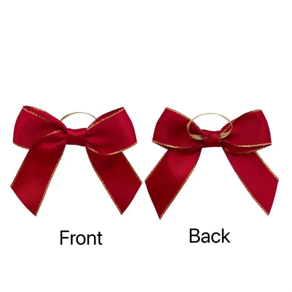 Handmade Golden Edge Satin Ribbon Bow Tie For Wine Bottle
