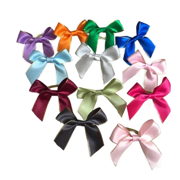 Handmade Golden Edge Satin Ribbon Bow Tie For Wine Bottle