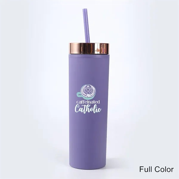 16 oz Acrylic Double Wall Travel Mug with Straw and Lid
