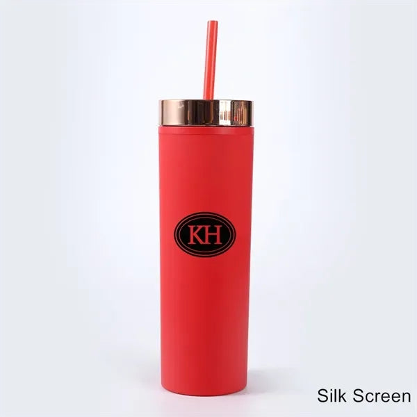 16 oz Acrylic Double Wall Travel Mug with Straw and Lid