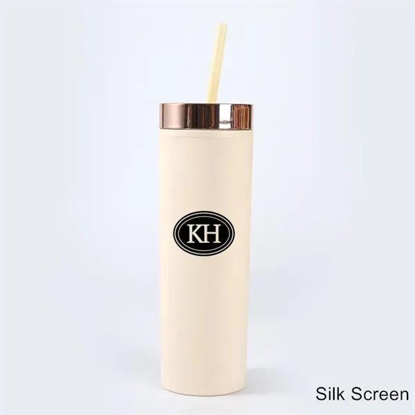 16 oz Acrylic Double Wall Travel Mug with Straw and Lid
