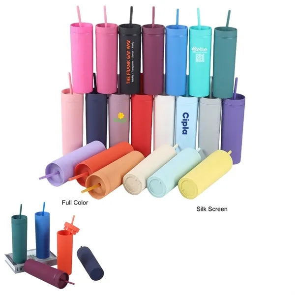 16 oz Matte Pastel Acrylic Tumbler with Lid and Straw