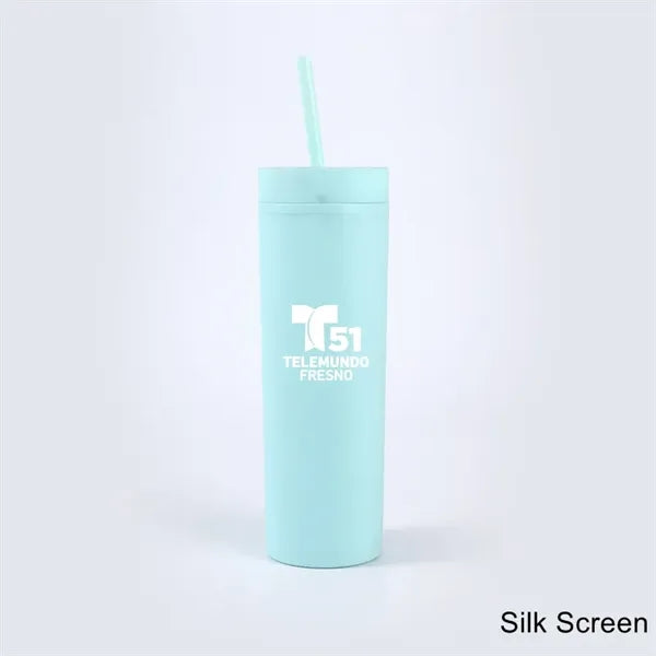 16 oz Matte Pastel Acrylic Tumbler with Lid and Straw