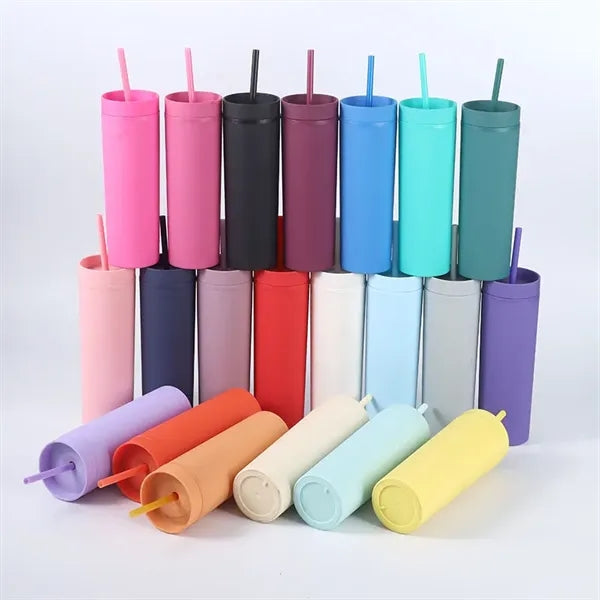 16 oz Matte Pastel Acrylic Tumbler with Lid and Straw