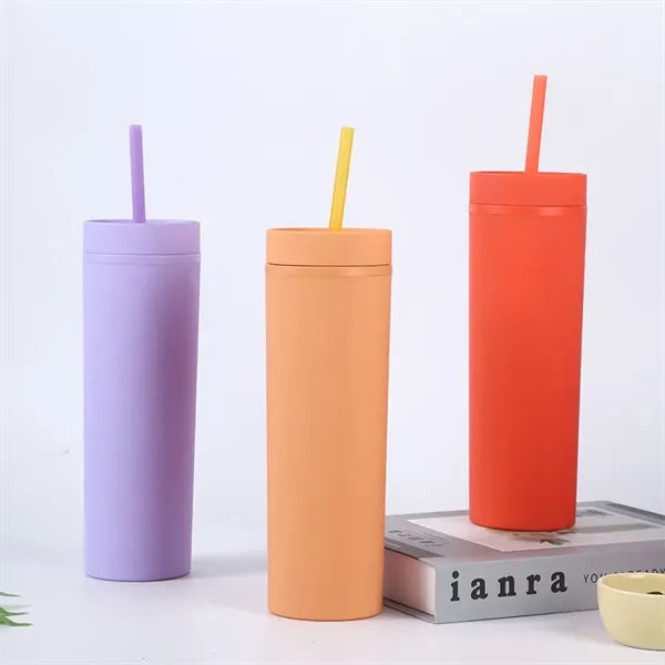 16 oz Matte Pastel Acrylic Tumbler with Lid and Straw
