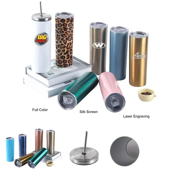 20 oz Stainless Steel Skinny Sublimation Tumbler with Lid