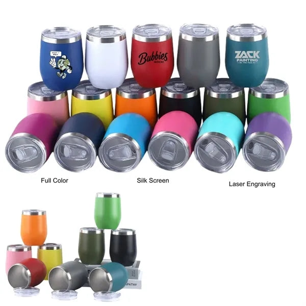 12 oz Powder Coated Stainless Steel Wine Tumbler