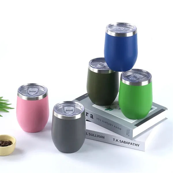 12 oz Powder Coated Stainless Steel Wine Tumbler