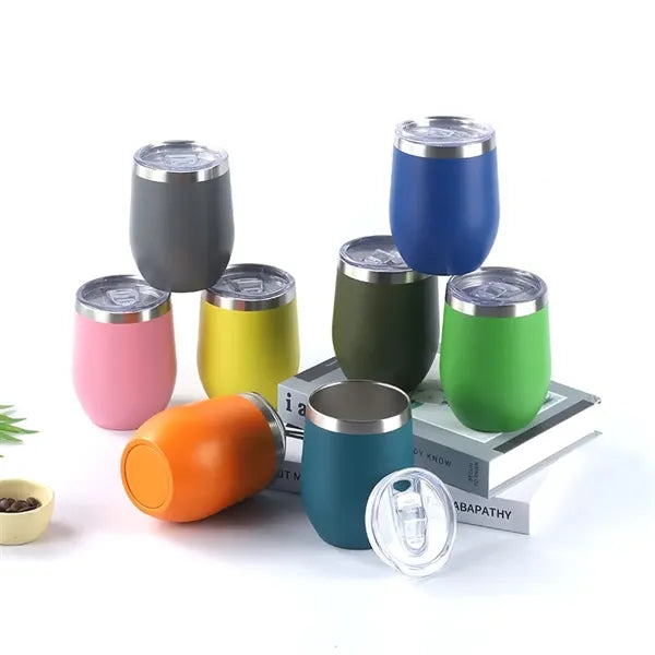 12 oz Powder Coated Stainless Steel Wine Tumbler