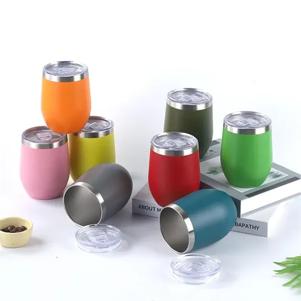 12 oz Powder Coated Stainless Steel Wine Tumbler