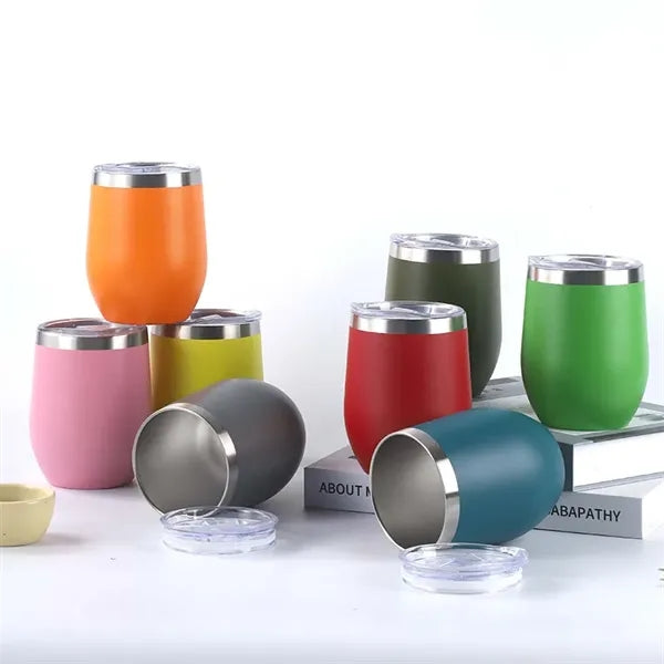 12 oz Powder Coated Stainless Steel Wine Tumbler