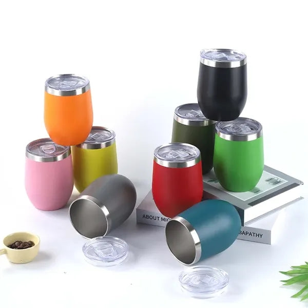 12 oz Powder Coated Stainless Steel Wine Tumbler