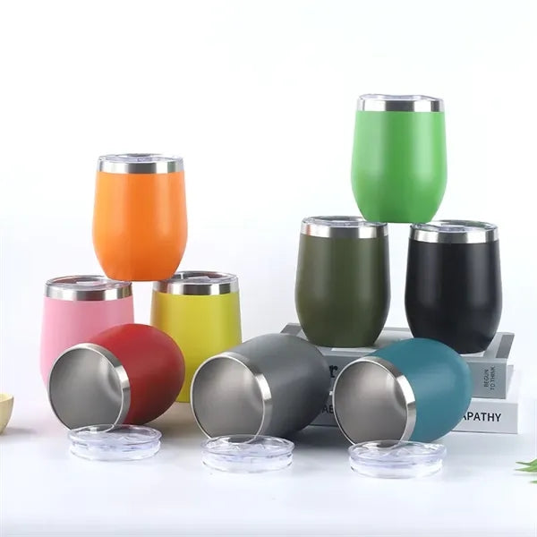 12 oz Powder Coated Stainless Steel Wine Tumbler
