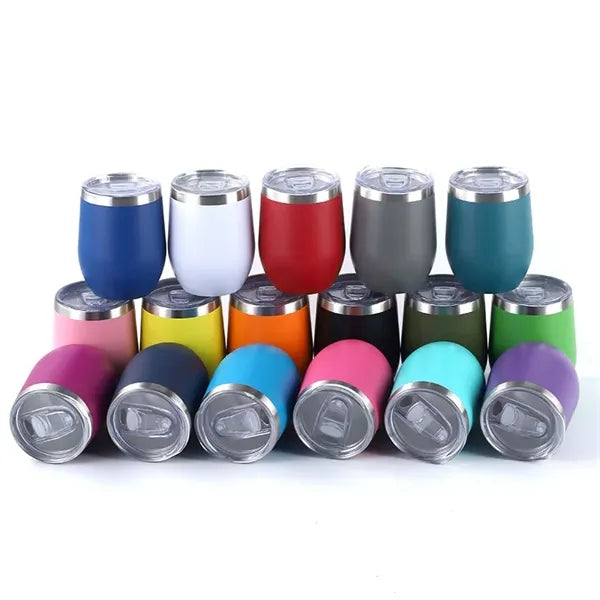 12 oz Powder Coated Stainless Steel Wine Tumbler