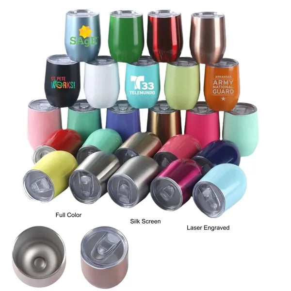 12 oz Egg Shaped Double Wall Stainless Steel Wine Tumbler