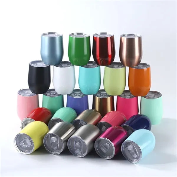 12 oz Egg Shaped Double Wall Stainless Steel Wine Tumbler
