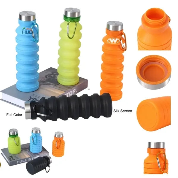 19 oz Silicone Collapsible Kids Sports Water Bottle
