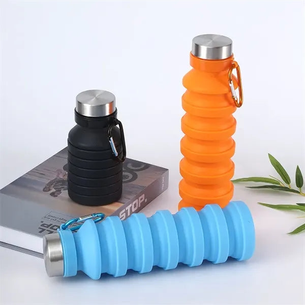 19 oz Silicone Collapsible Kids Sports Water Bottle