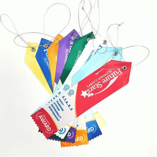 Printed Pointed Top Polyester Ribbon Award Badges