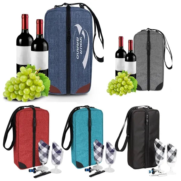 Wine Tote Bag with Cooler Compartment & Picnic Set