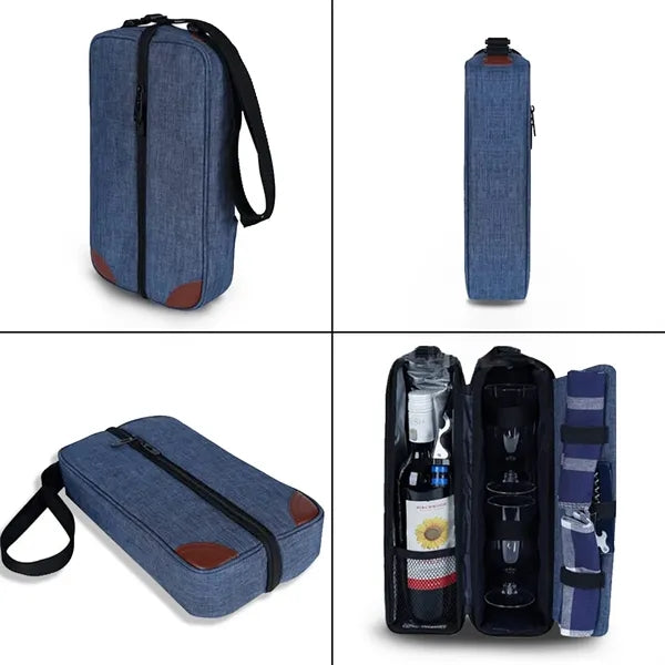 Wine Tote Bag with Cooler Compartment & Picnic Set