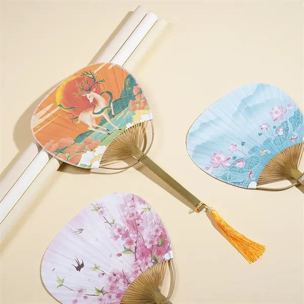 Japanese Style Bamboo Round Hand Fan