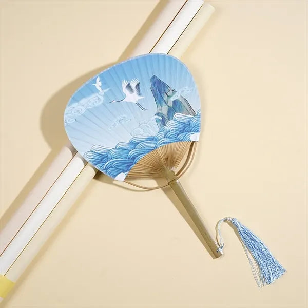 Japanese Style Bamboo Round Hand Fan
