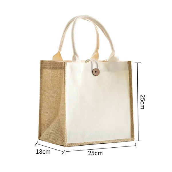 Cotton Canvas Jute Tote Bag For Grocery