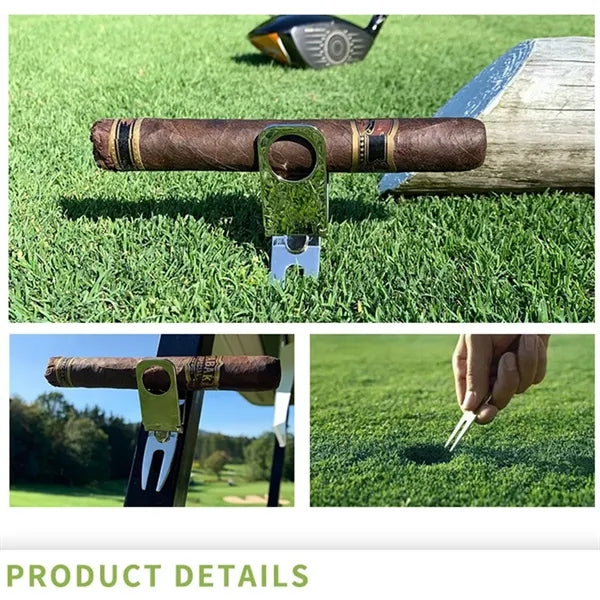 3 In 1 Golf Tool - Divot Fixer, Ball Marker And Cigar Holder