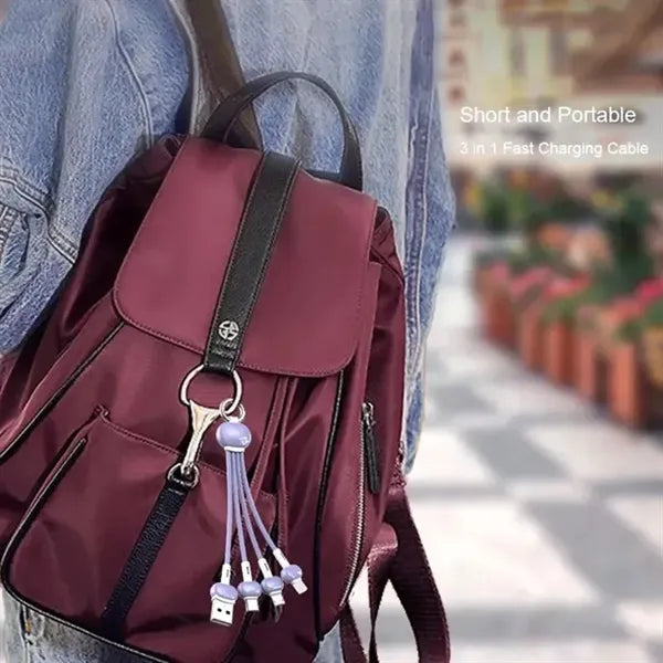 Portable 3 in 1 Multi Charging Cable Keychain Charger