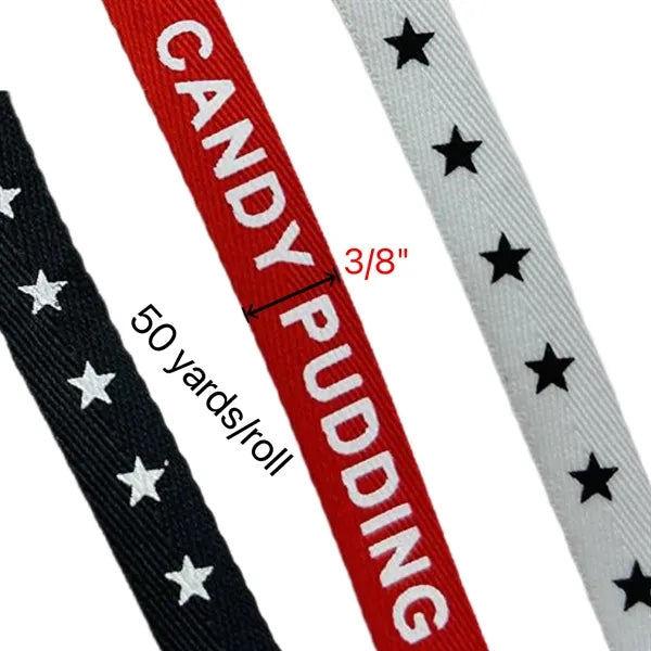 3/8" Twill Custom Ribbon 50 yards per roll