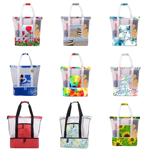 Mesh Beach Cooler Clear Tote Bag