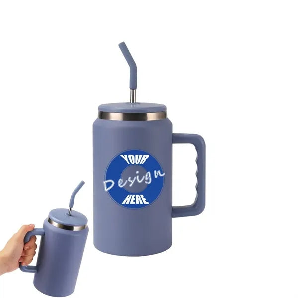 Large Capacity Handle Insulated Car Cup Portable with Straw