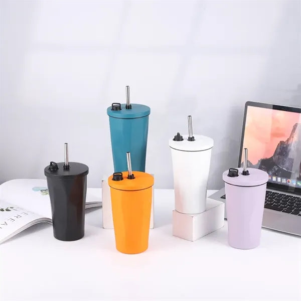 Diamond Shaped Gradient Straw Coffee Bottle Large Capacity