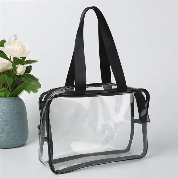 Transparent PVC Tote Bag Zippered Toiletry Pouch