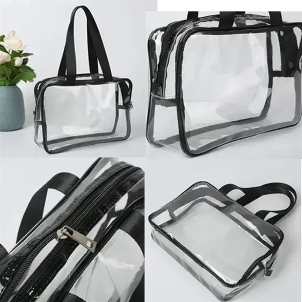Transparent PVC Tote Bag Zippered Toiletry Pouch