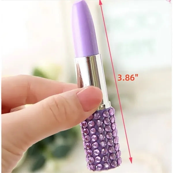 Rhinestone Crystal Lipstick Shape Ballpoint Pen
