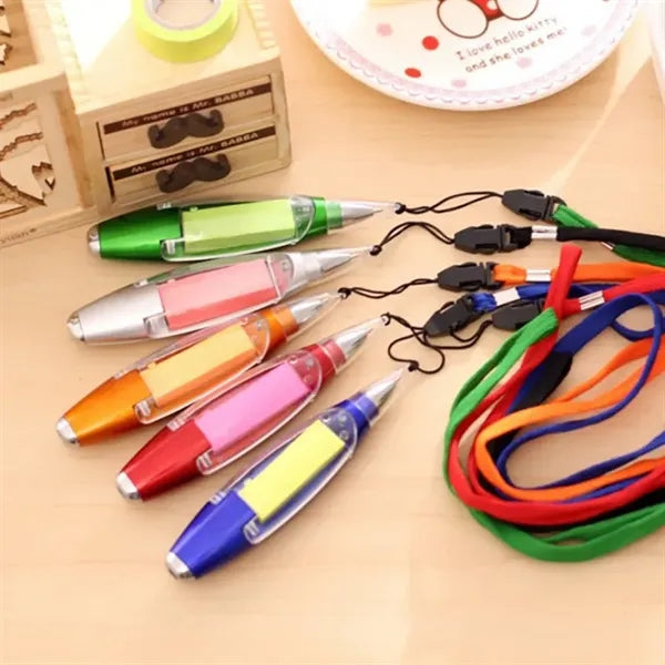 Multifunctional Colorful Hanging Rope Sticky Note Lamp Pen
