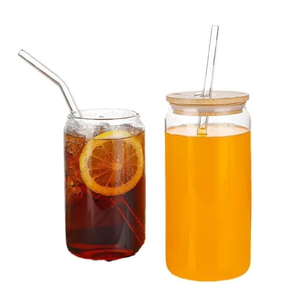 16 oz Drinking Glasses with Bamboo Lids