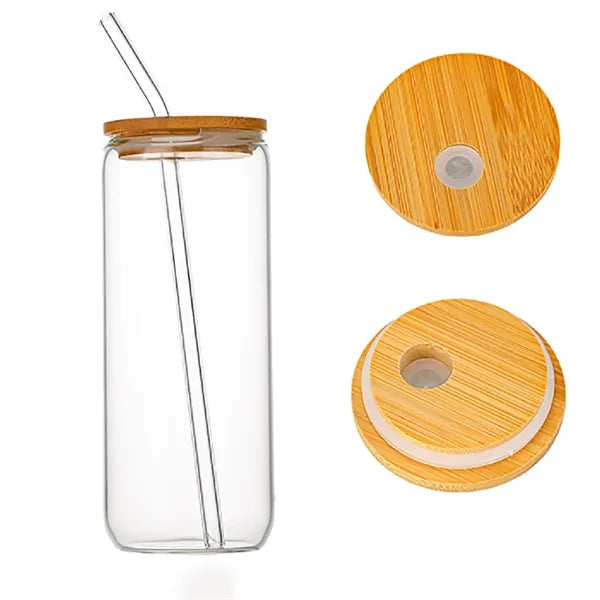 16 oz Drinking Glasses with Bamboo Lids